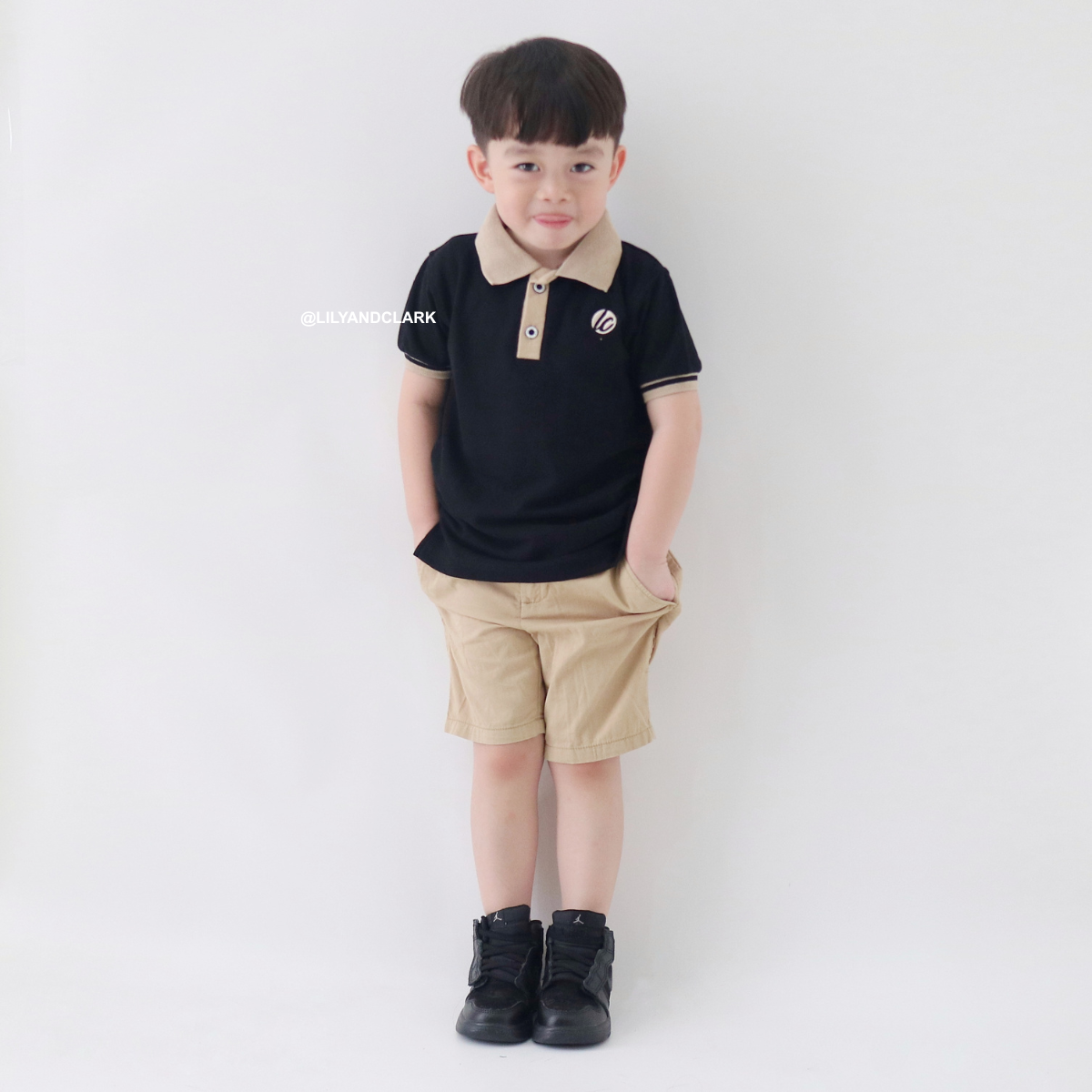 Lily And Clark Kaos Polo Anak Hitam kombinasi KK16