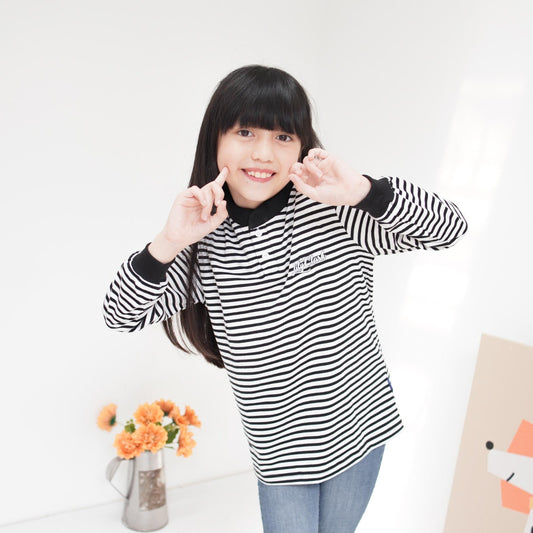 Lily And Clark Kaos lengan panjang Stripe Warna Hitam - KSS02