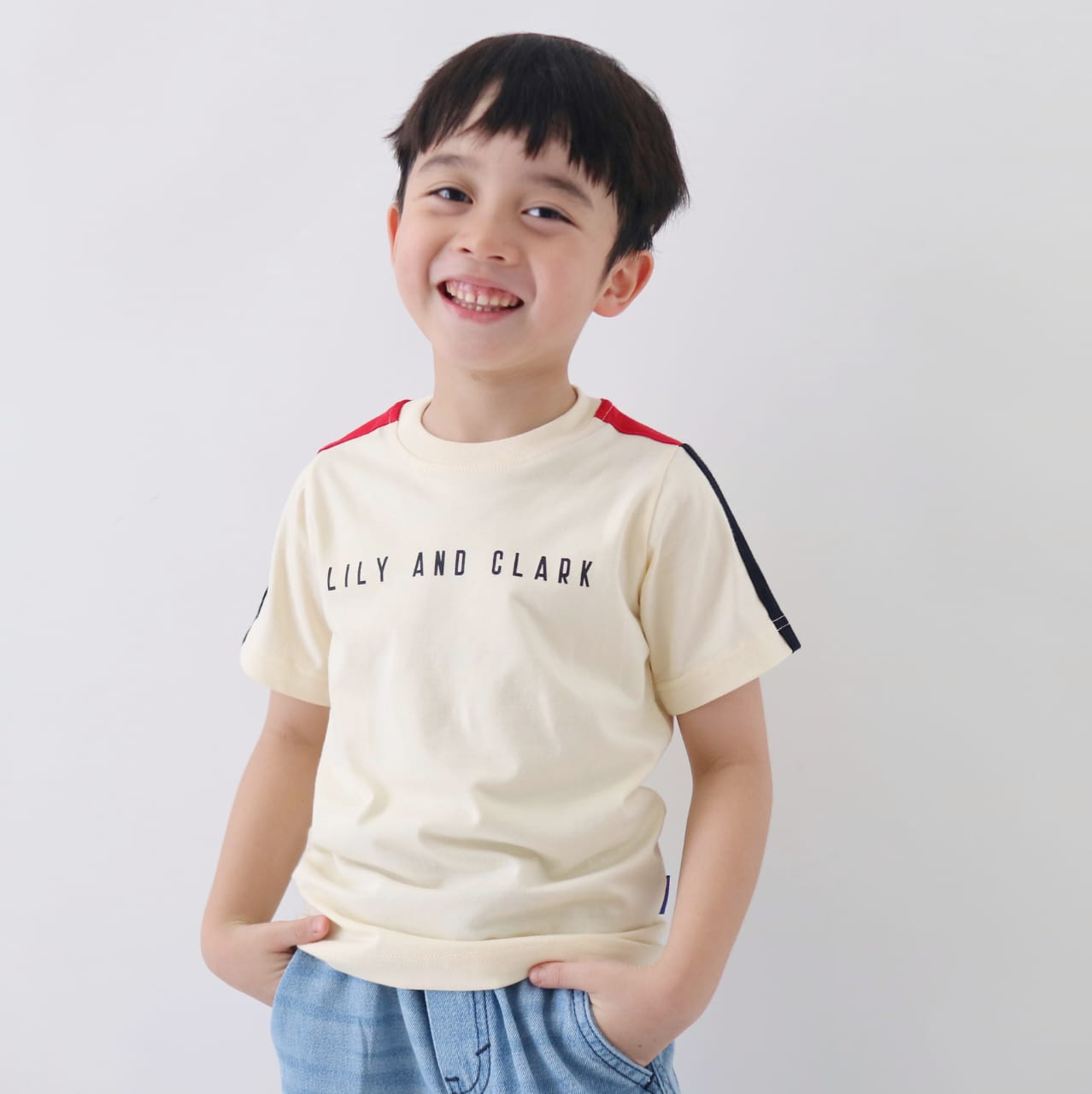 Lily and Clark Kaos anak unisex warna cream combine-KLC132