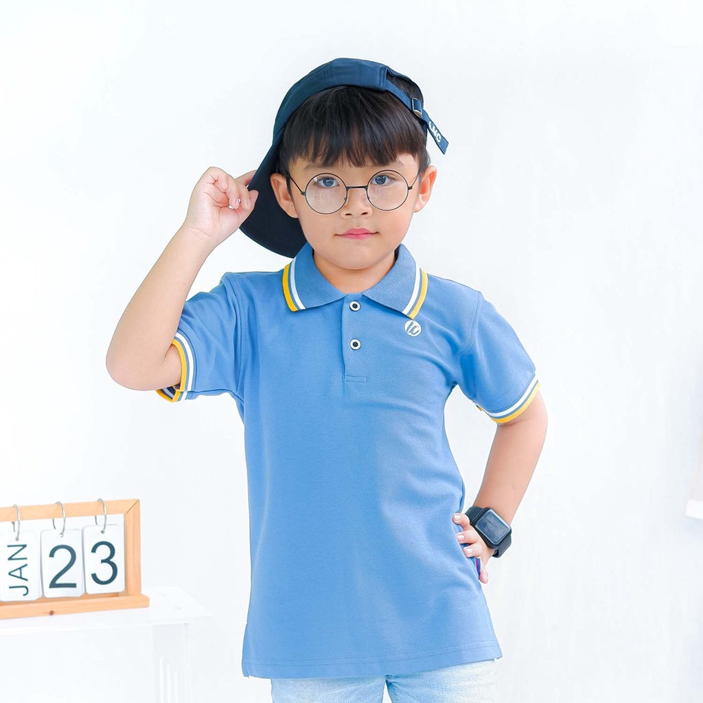 Lily And Clark Kaos Polo Anak Laki-Laki Warna Biru KK03